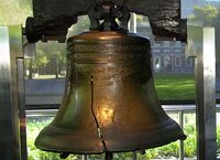 The Liberty Bell tolls to announce the Declaration of Independence